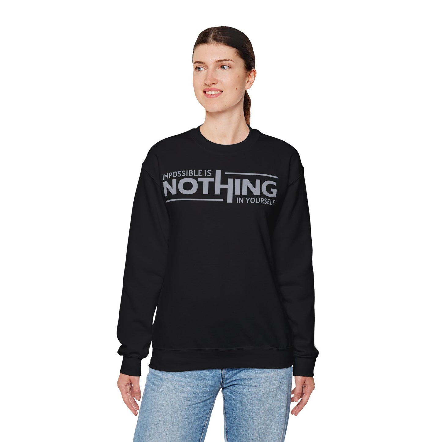Inspirational Crewneck Sweatshirt - "Impossible is Nothing"