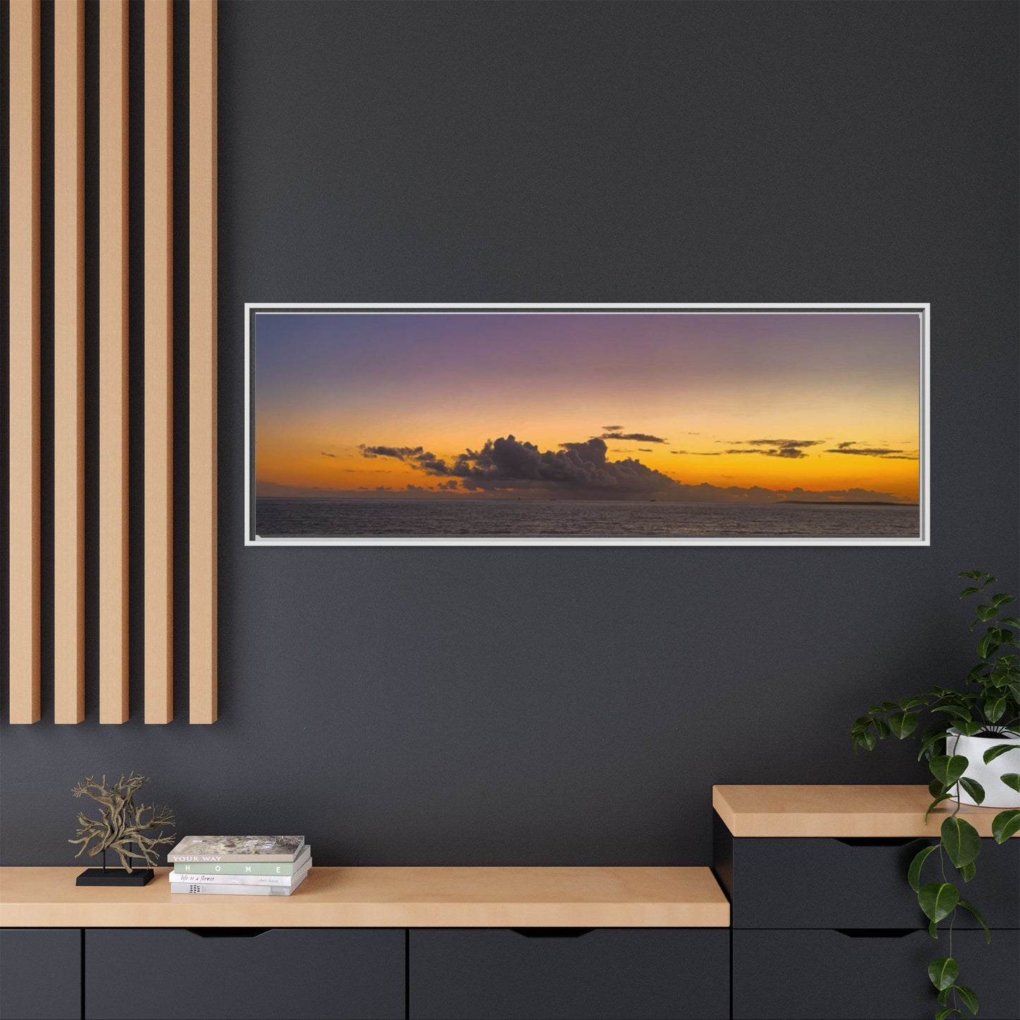 Sunset in Ocean 2 Matte Canvas, Framed (Multi-color)