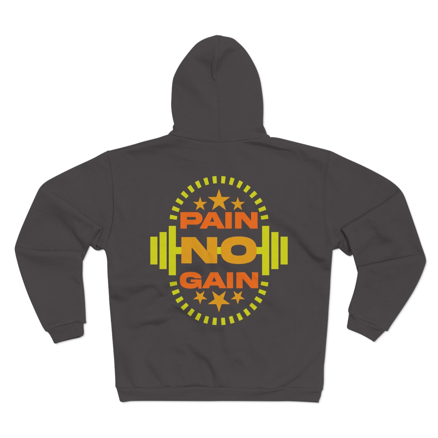 Motivational Pain No Gain Zip Hoodie for Fitness Enthusiasts