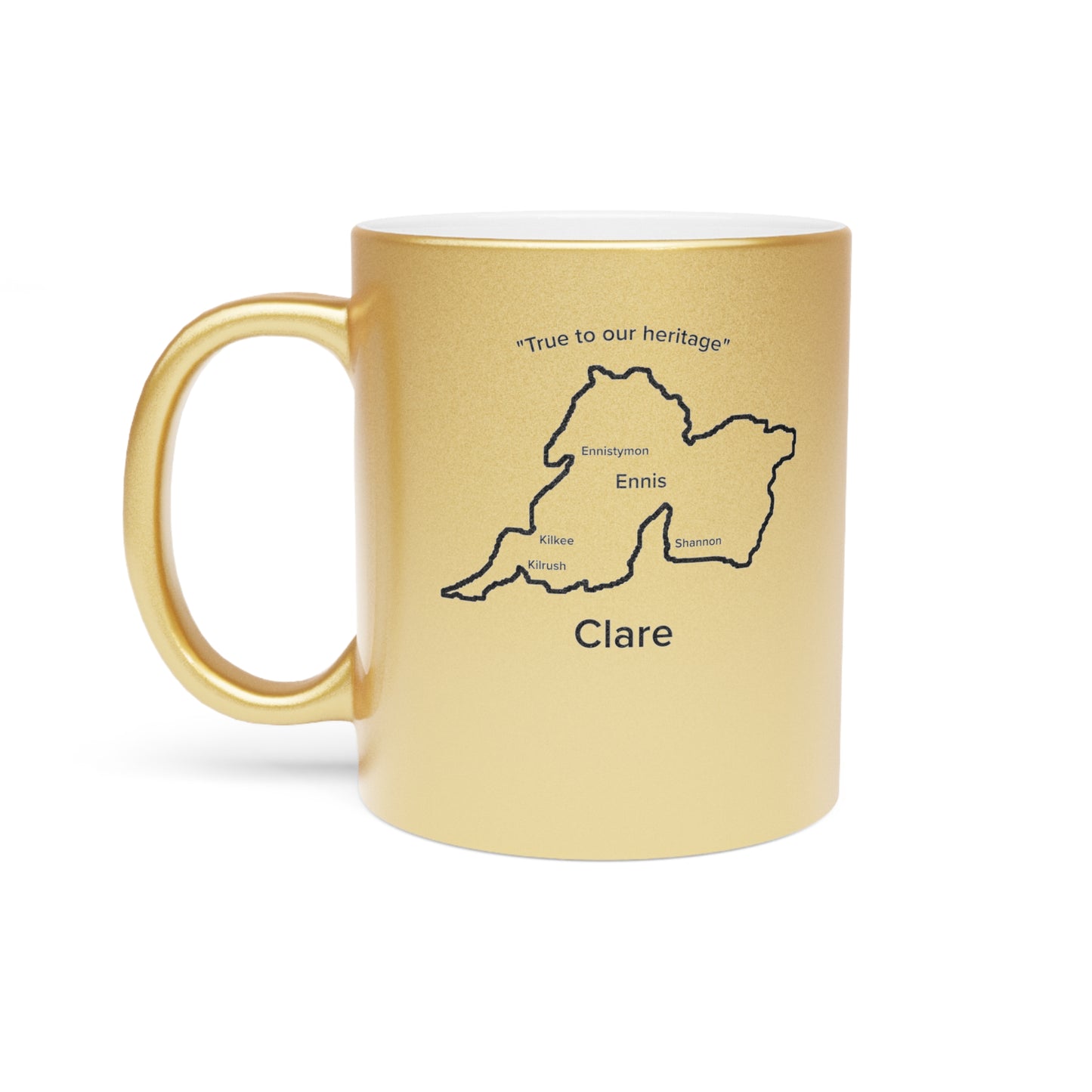Clare County Metallic Colour Mug - Silver/Gold - Perfect Gift for Coffee Lovers