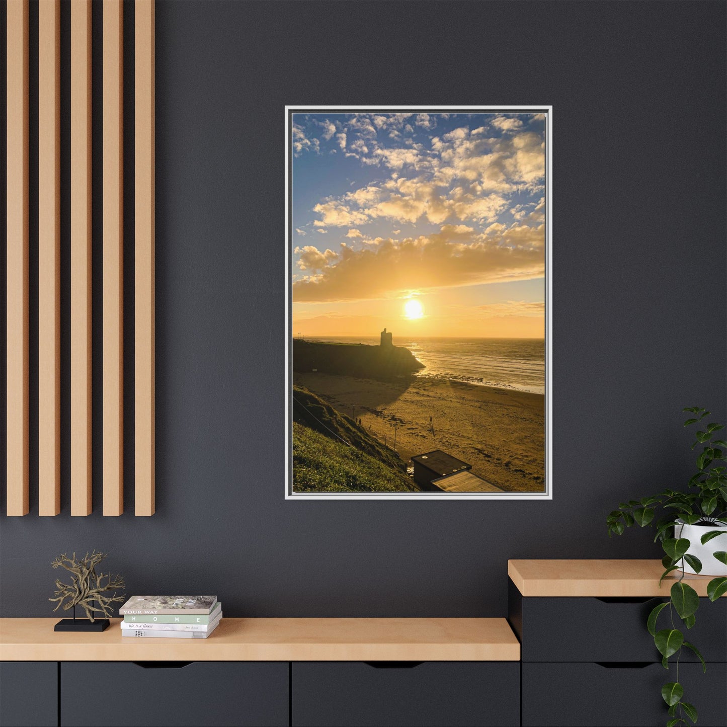 Ballybunion Sunset Castle Matte Canvas, Framed (Multi-color)