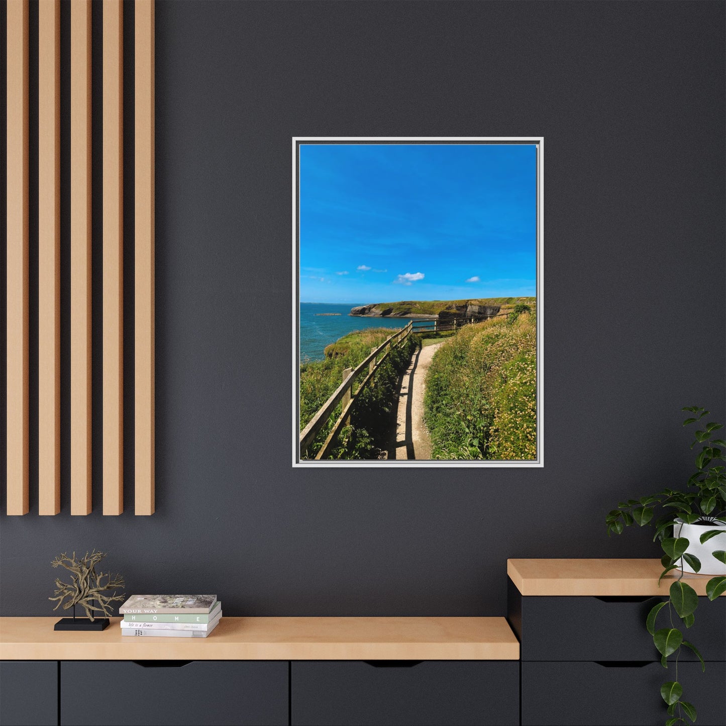 Cliff Trail Ballybunion Matte Canvas, Framed (Multi-color)