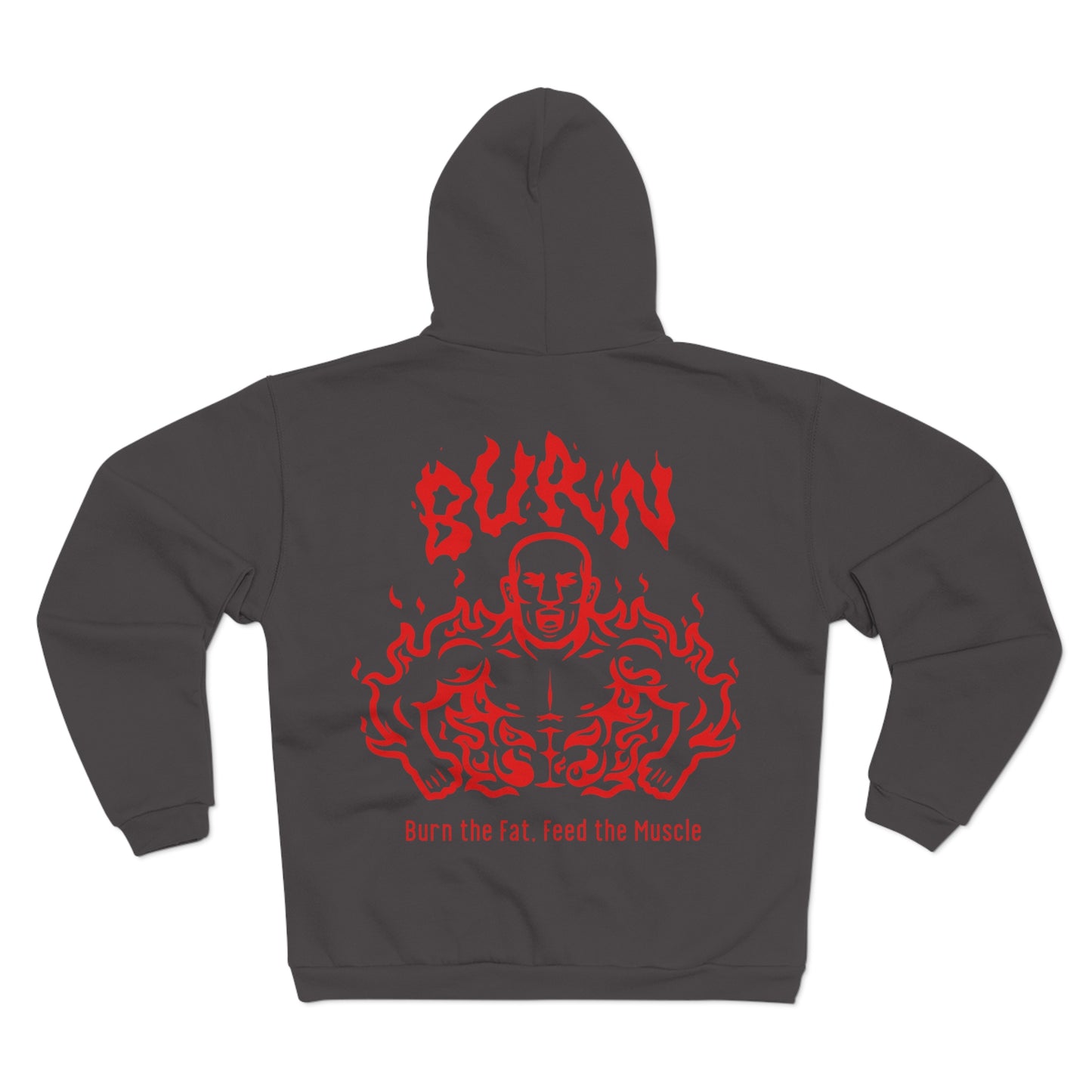 Fitness Motivation Unisex Hooded Zip Sweatshirt - 'Burn the Fat, Feed the Muscle'