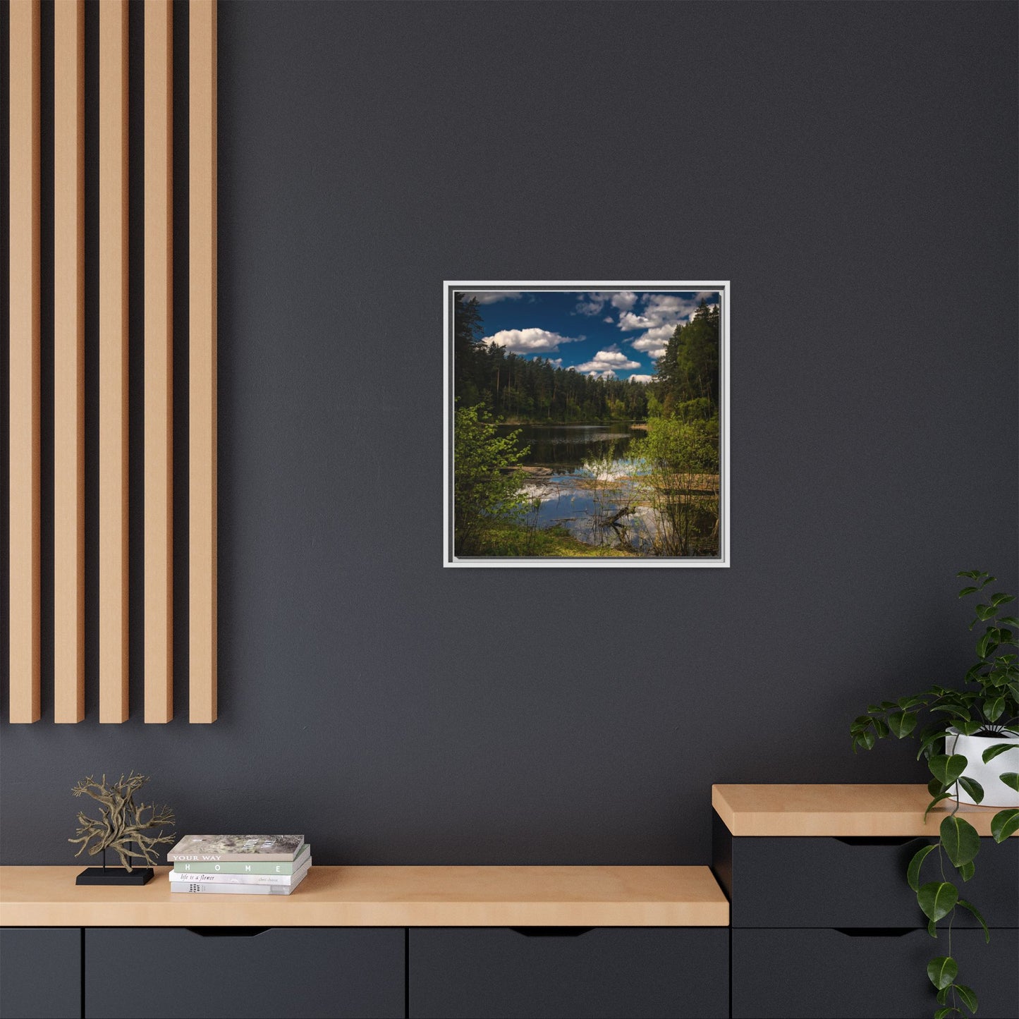 Vilnius Lake Matte Canvas, Framed (Multi-color)