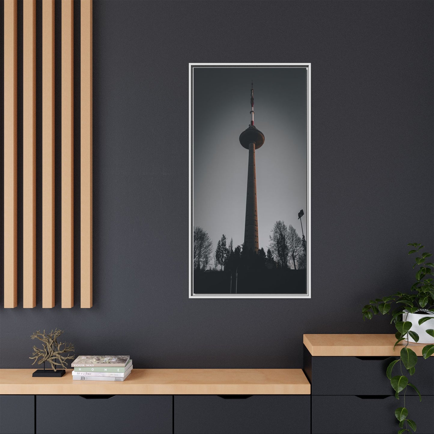 TV Tower Matte Canvas, Framed (Multi-color)