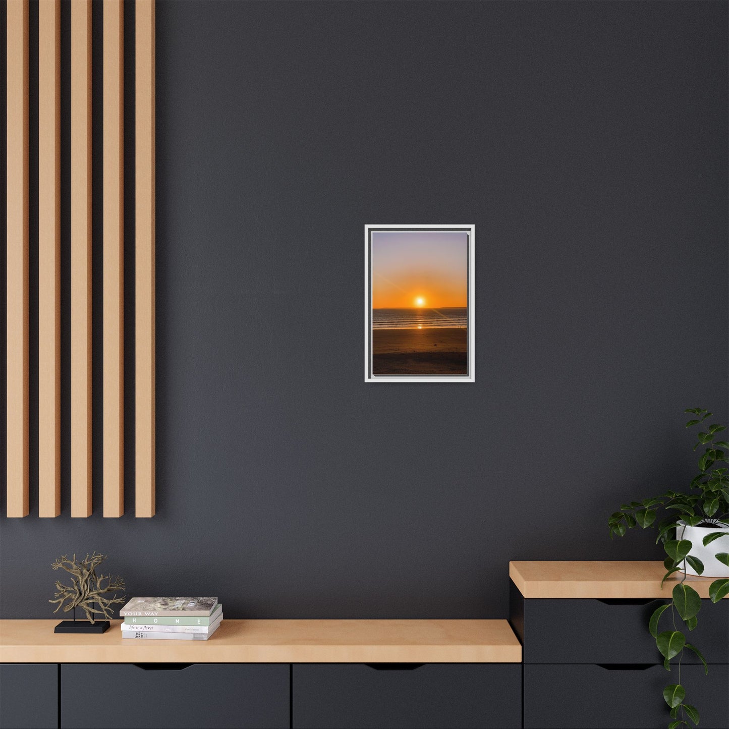 Sunset in Ocean Matte Canvas, Framed (Multi-color)