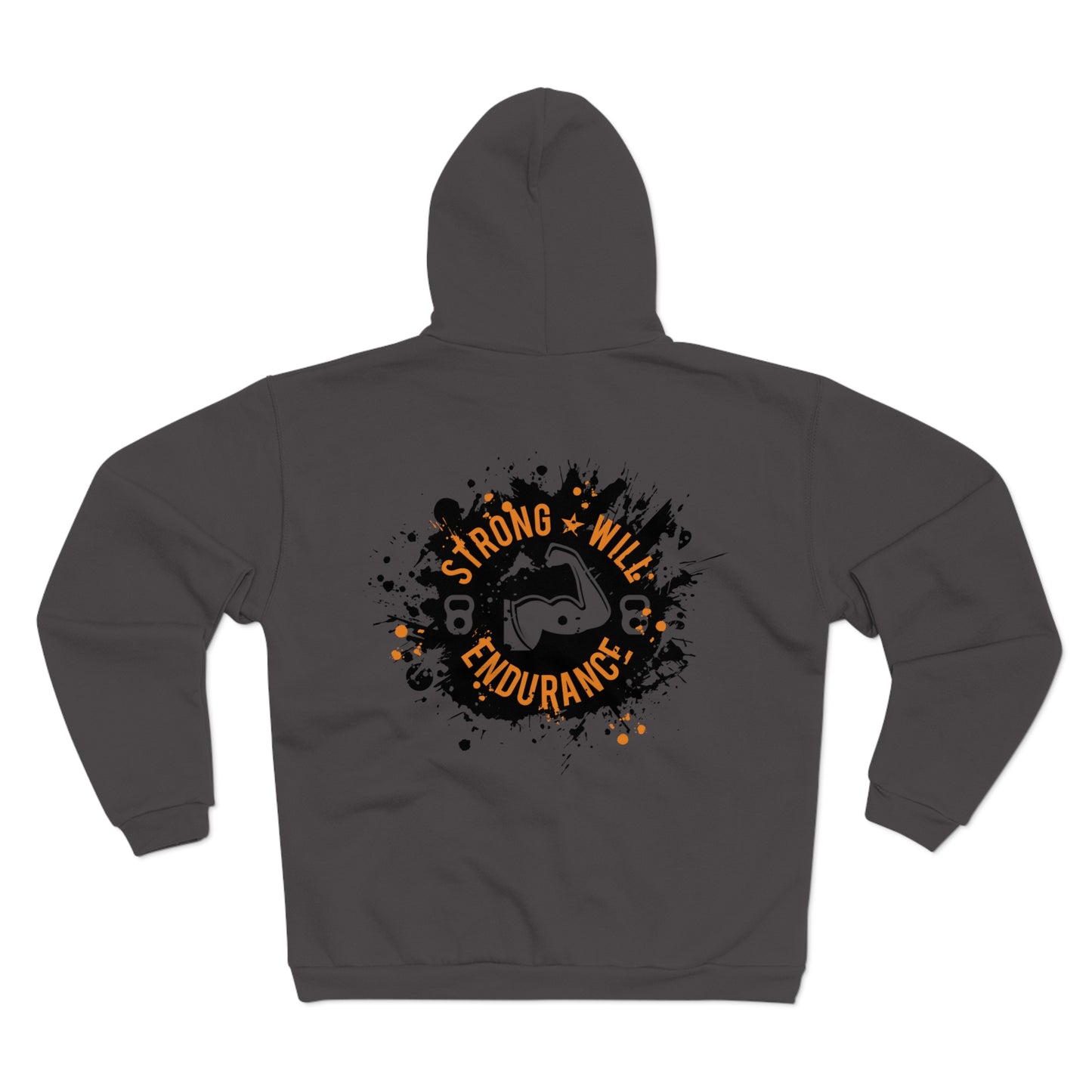 Strong Will Endurance Unisex Hooded Zip Sweatshirt - Motivational Fitness Apparel
