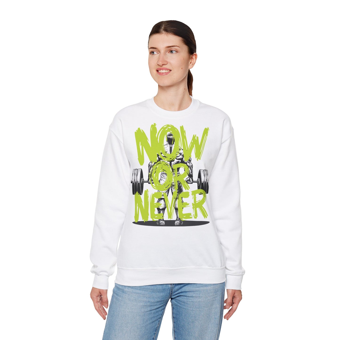 Now or Never Unisex Heavy Blend™ Crewneck Sweatshirtt - Motivational Fitness Wear