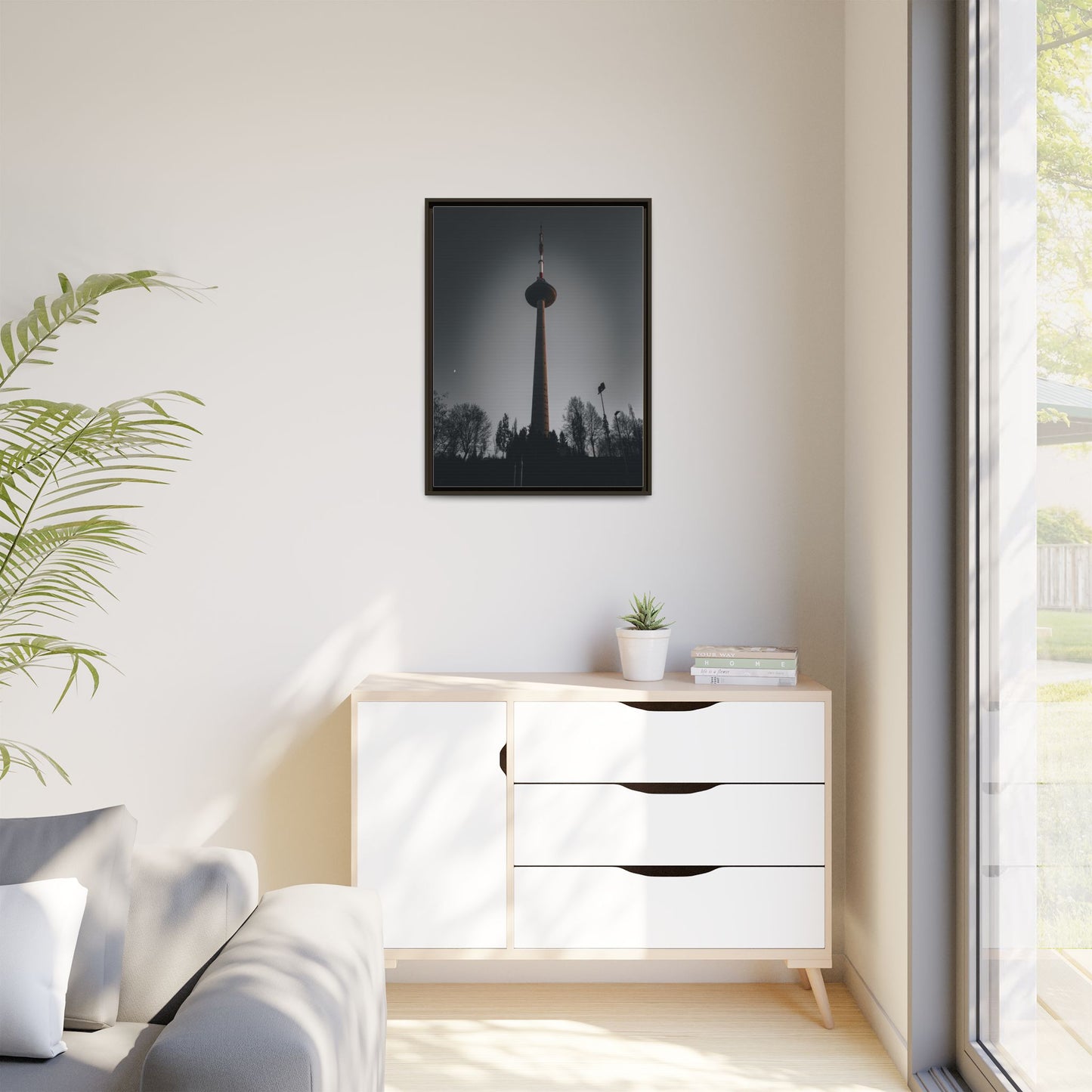 TV Tower Matte Canvas, Framed (Multi-color)