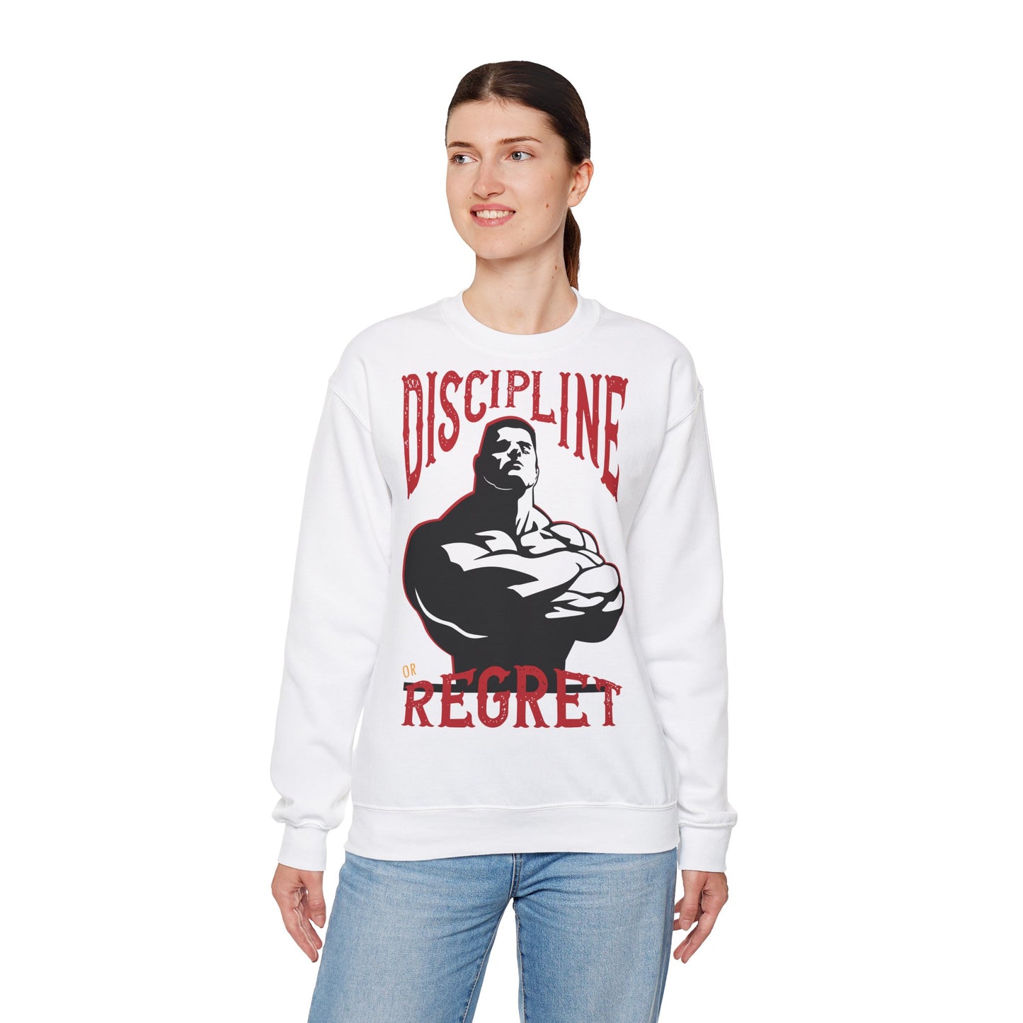 Motivational Unisex Heavy Blend™ Crewneck Sweatshirt - 'Discipline or Regret'