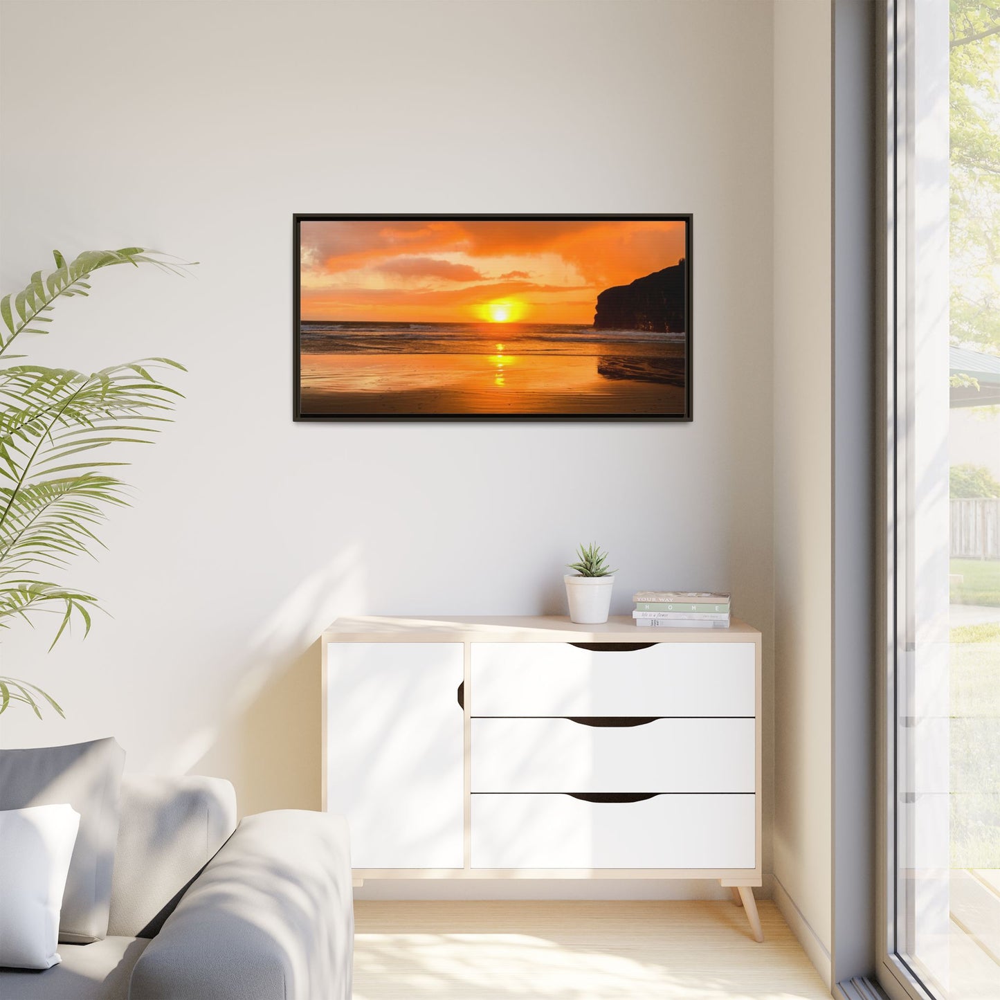 Sunset in Ballybunion Matte Canvas, Framed (Multi-color)