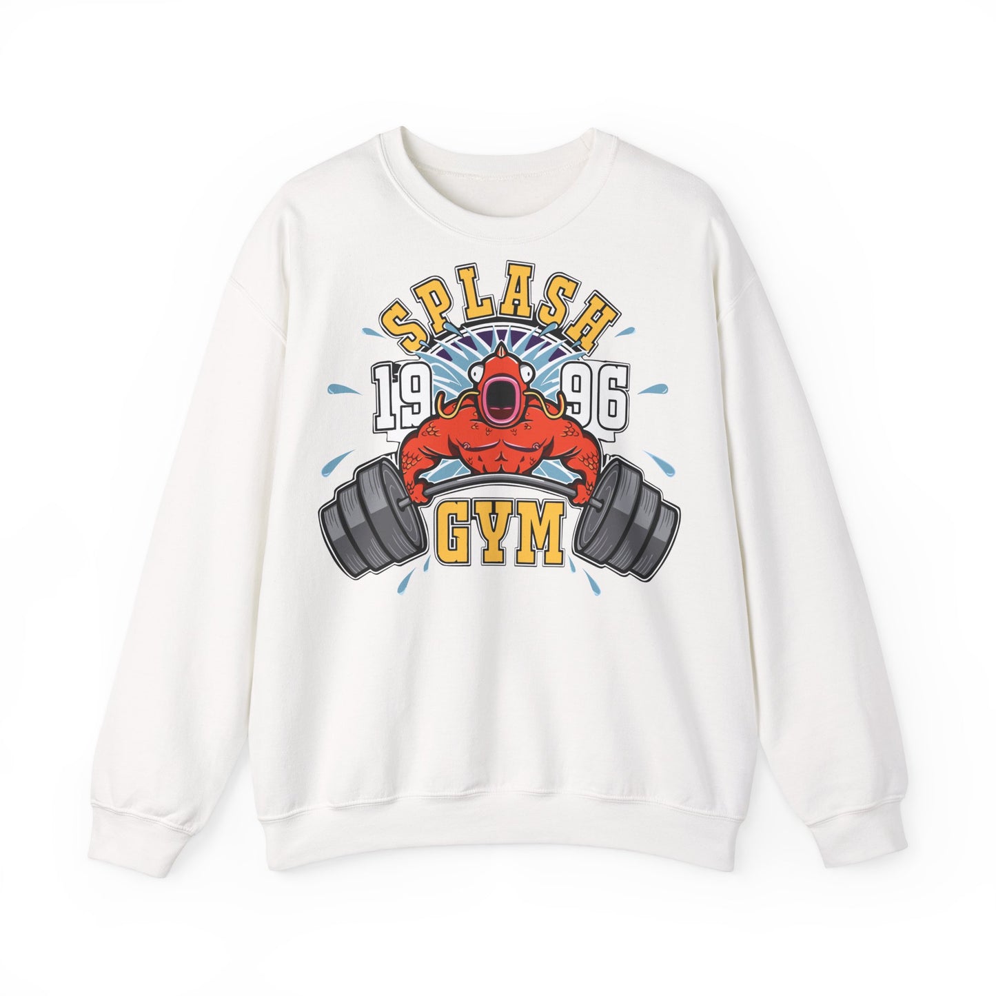 Splash Gym Unisex Heavy Blend™ Crewneck Sweatshirt - Bold Retro Design for Fitness Lovers White
