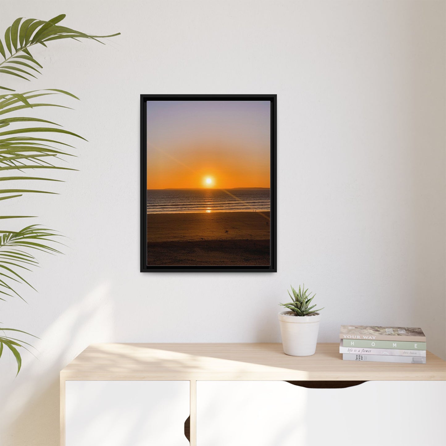 Sunset in Ocean Matte Canvas, Framed (Multi-color)