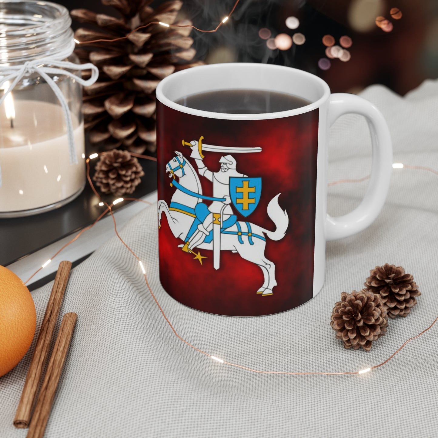Knight Vytis -Themed Ceramic Coffee Cups - 11oz & 15oz - Perfect for Medieval Fans & Gift Giving