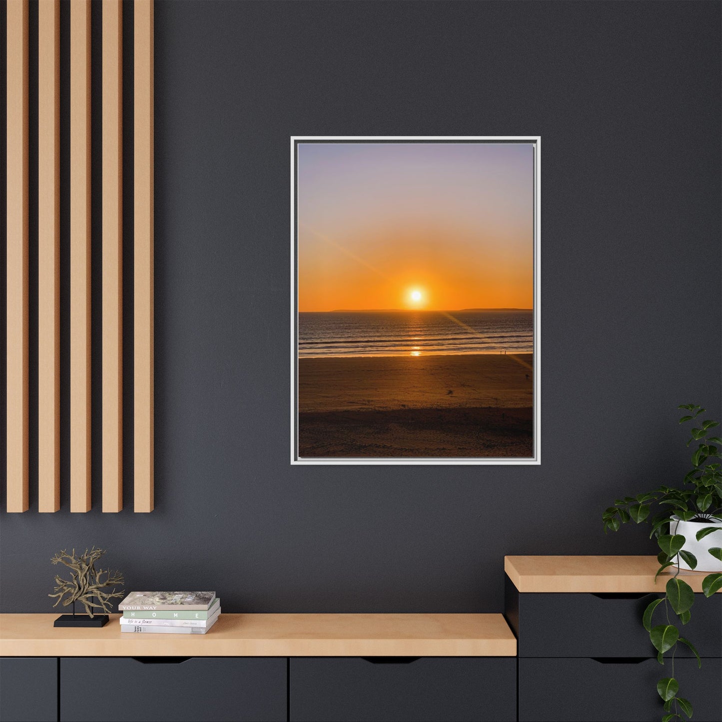 Sunset in Ocean Matte Canvas, Framed (Multi-color)
