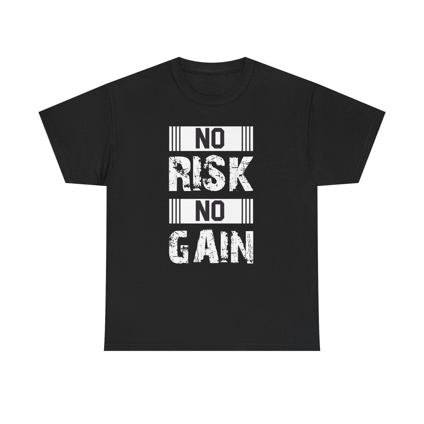 Motivational Fitness Tee - No Risk No Gain Unisex Heavy Cotton T-Shirt