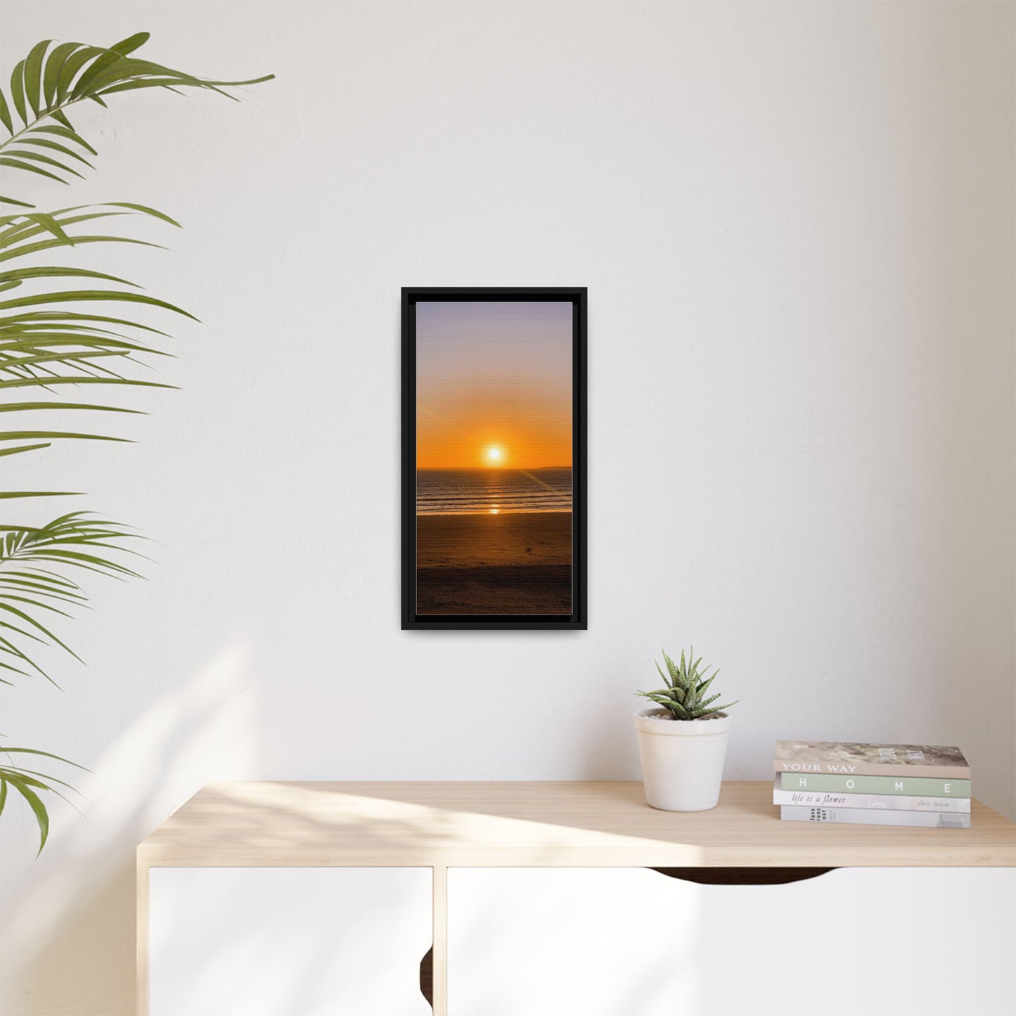 Sunset in Ocean Matte Canvas, Framed (Multi-color)