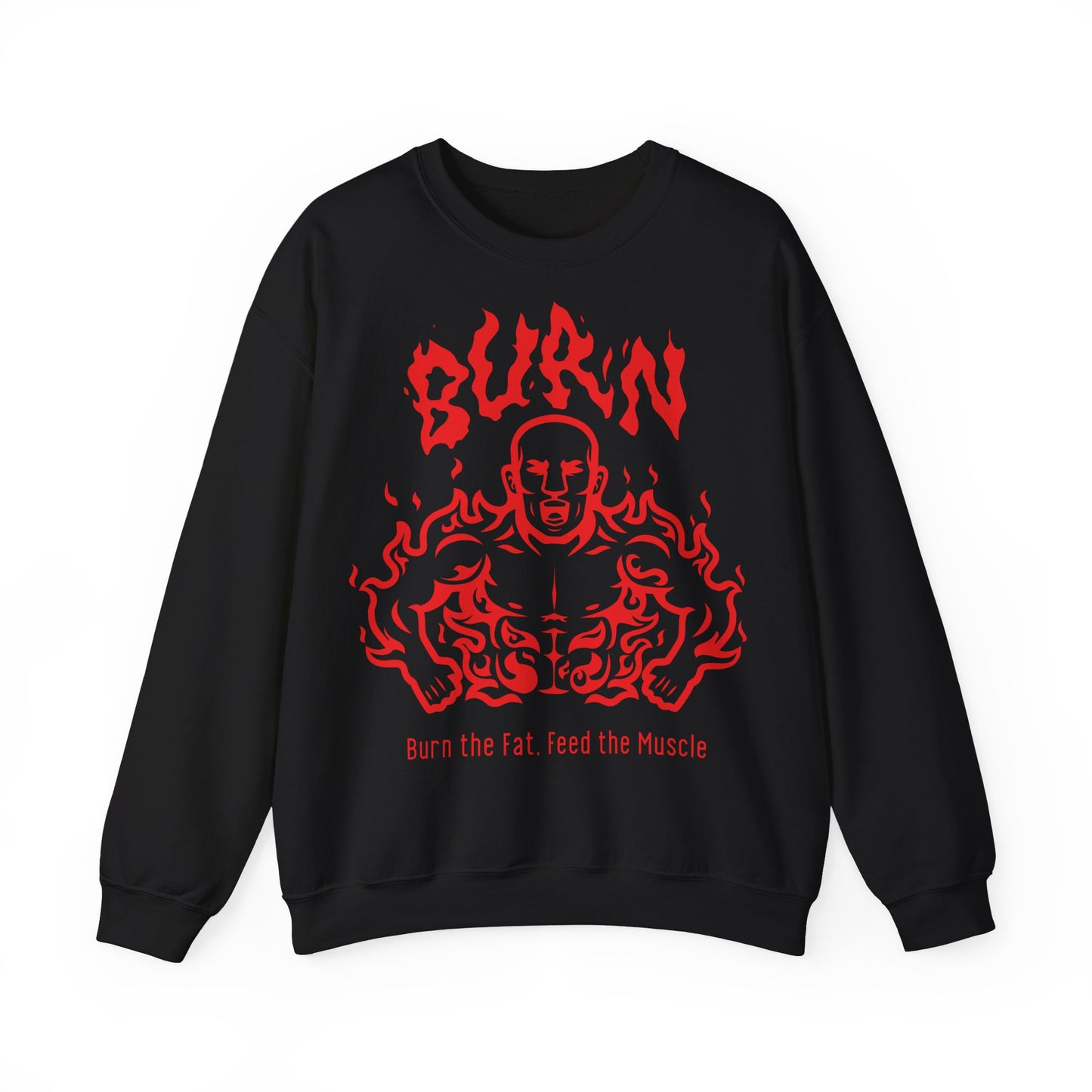 Fitness Motivation Unisex Heavy Blend™ Crewneck Sweatshirt - 'Burn the Fat, Feed the Muscle'