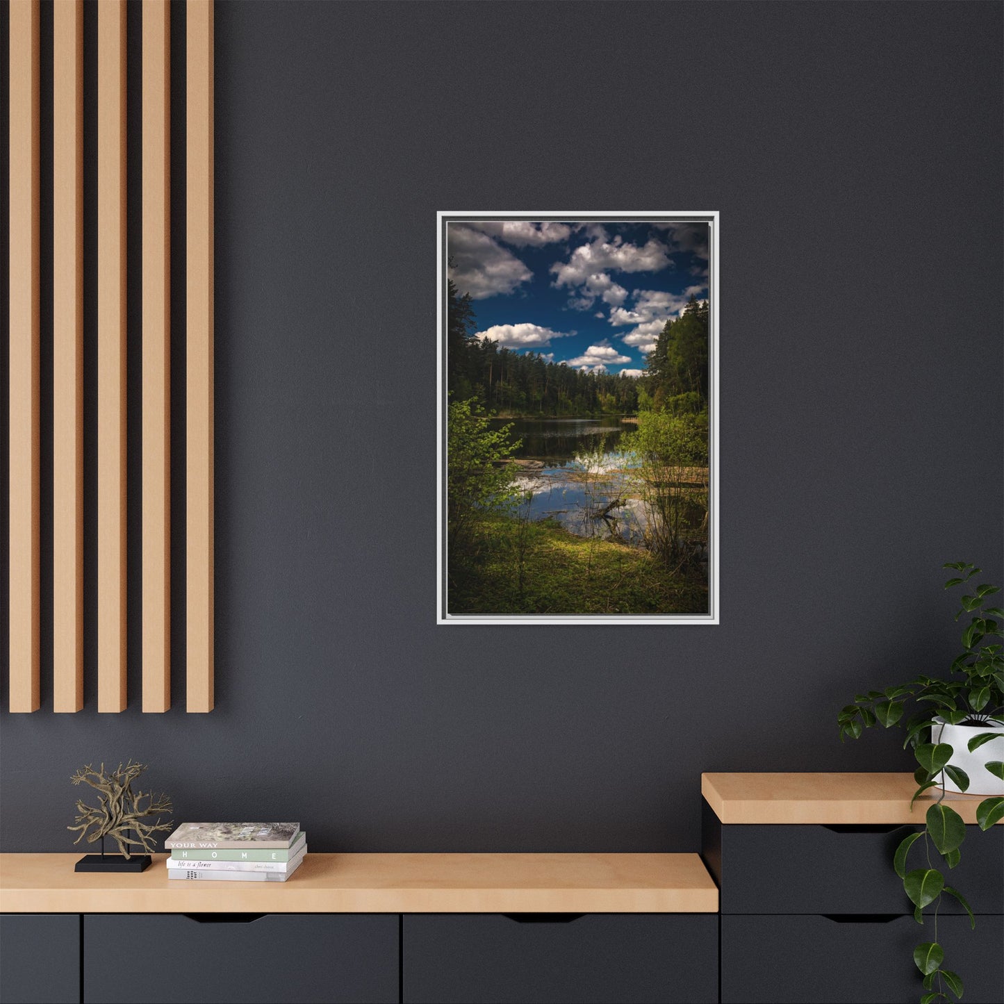 Vilnius Lake Matte Canvas, Framed (Multi-color)