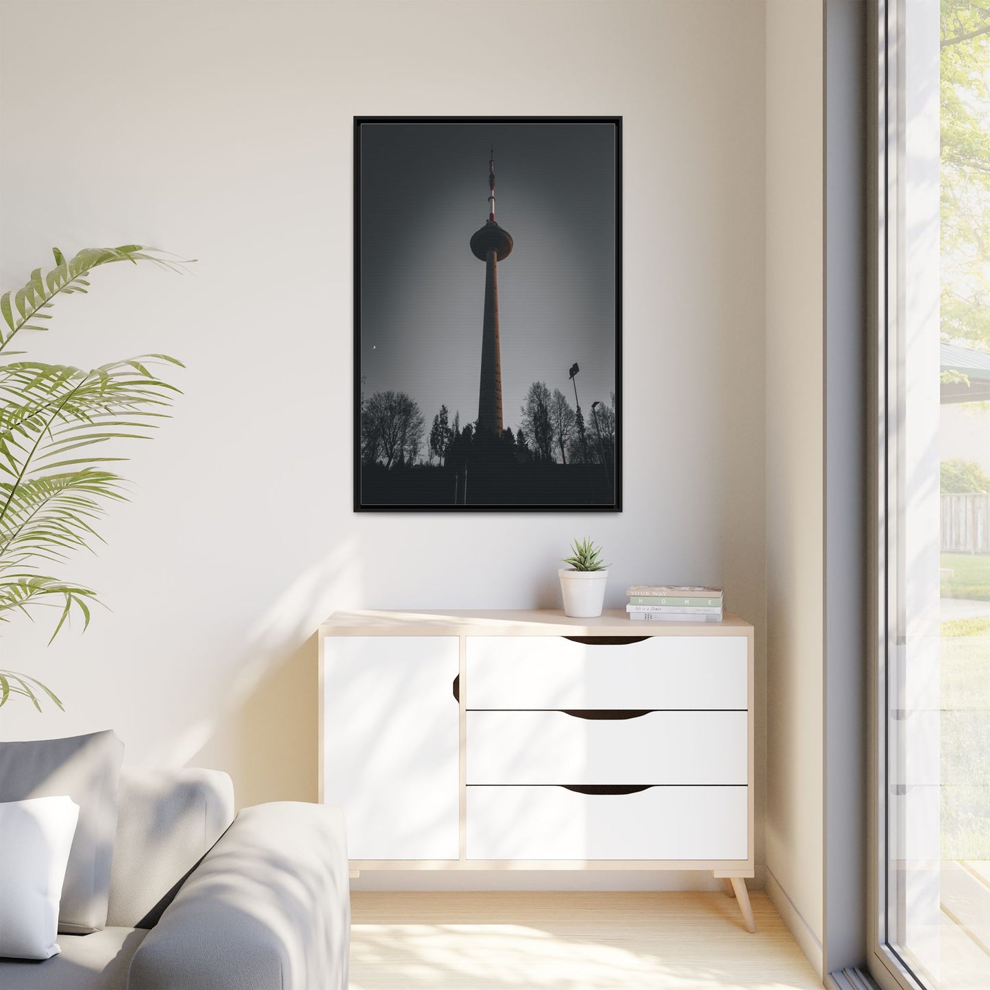 TV Tower Matte Canvas, Framed (Multi-color)