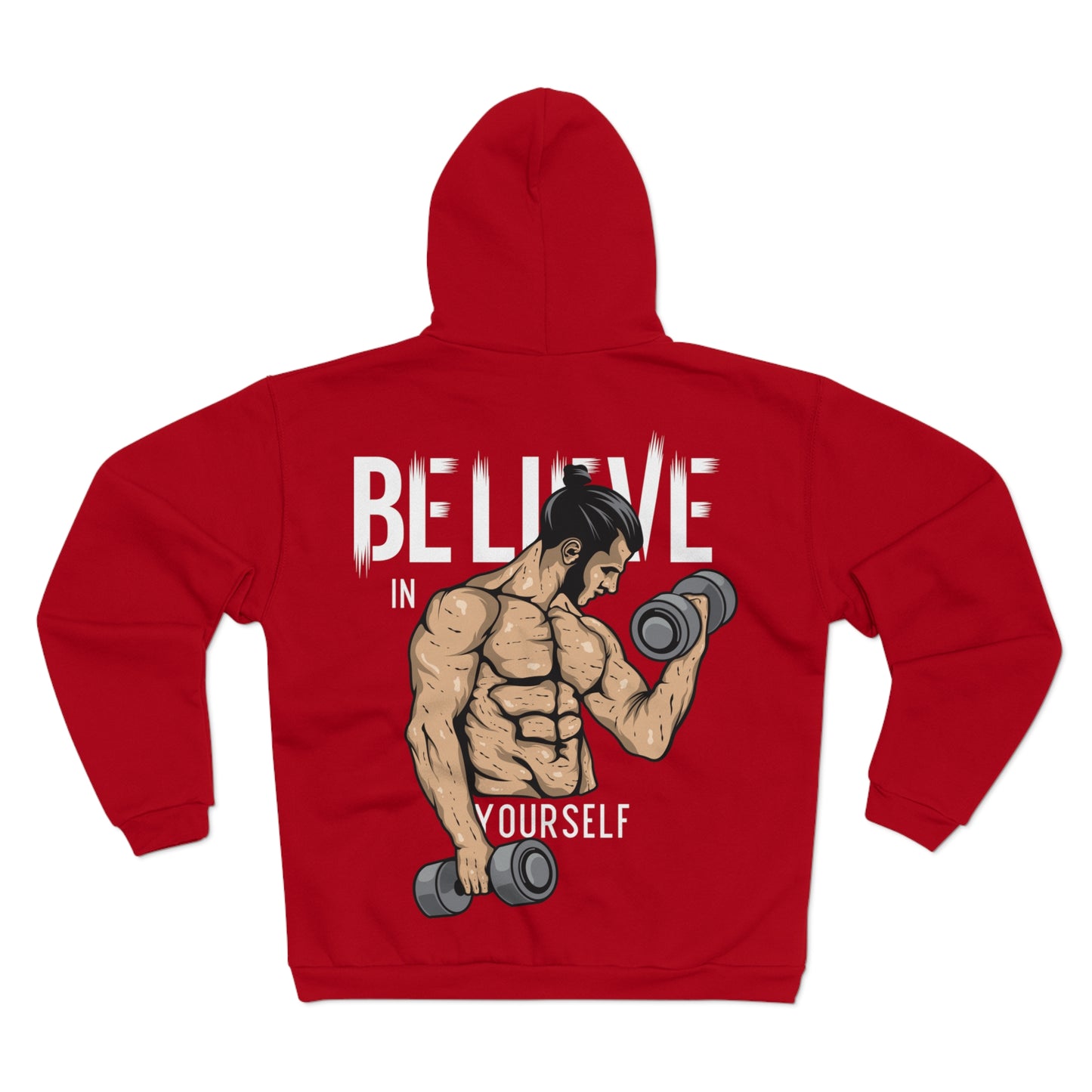 Motivational Unisex Hooded Zip Sweatshirt - "Believe in Yourself" Gym Apparel