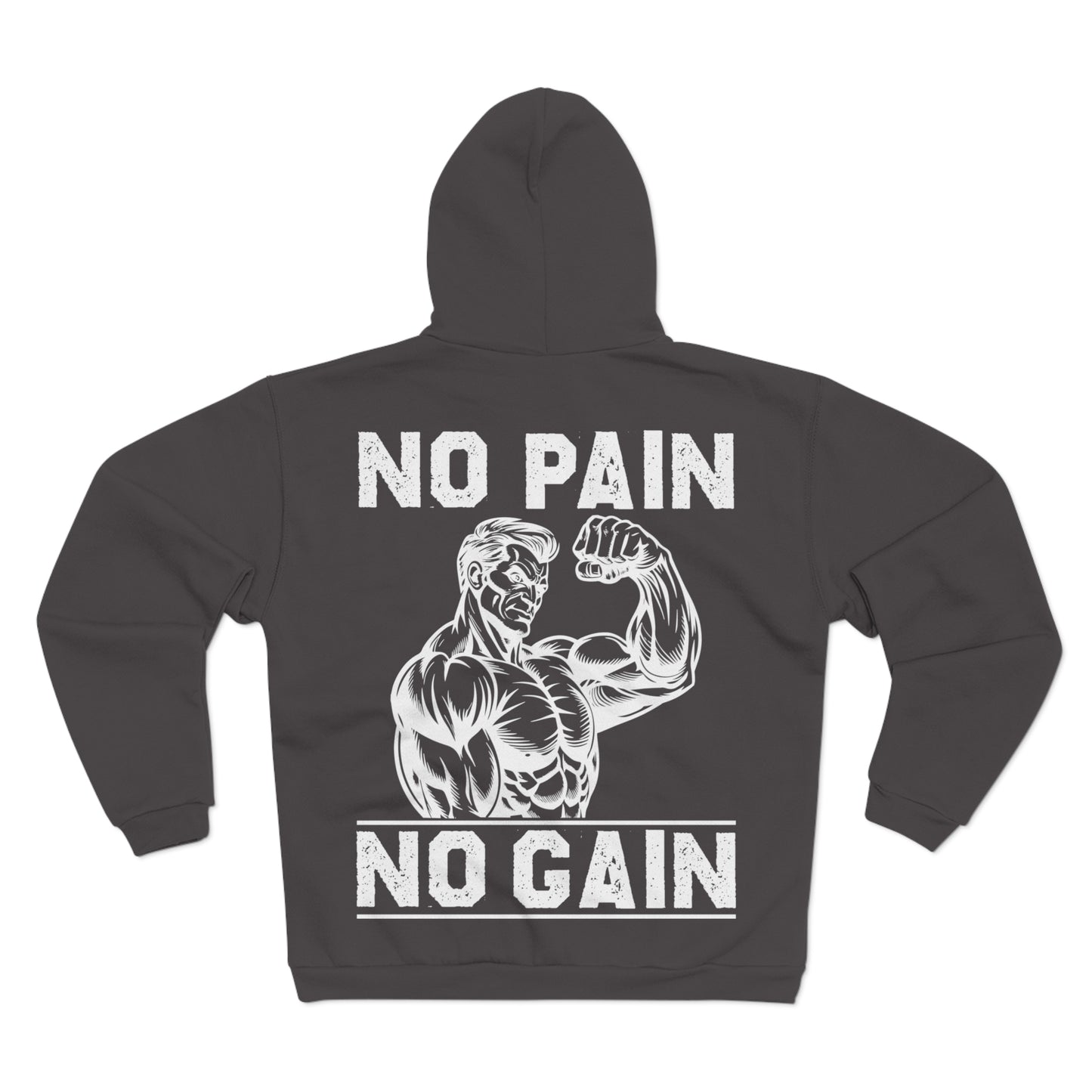Unisex Zip Hoodie - No Pain No Gain Graphic Sweatshirt for Fitness Enthusiasts