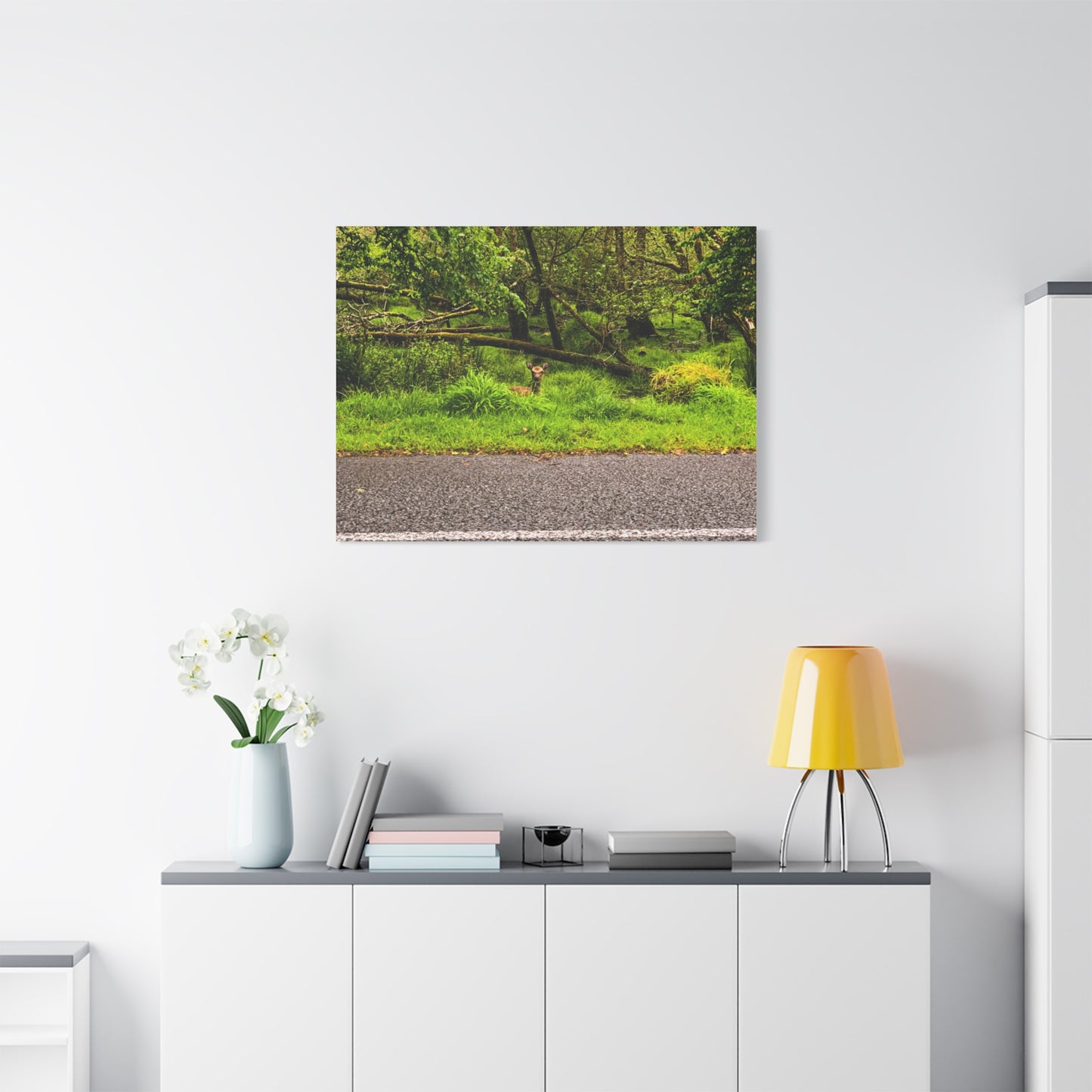 Deer in Ditch Matte Canvas, Stretched, 1.25"