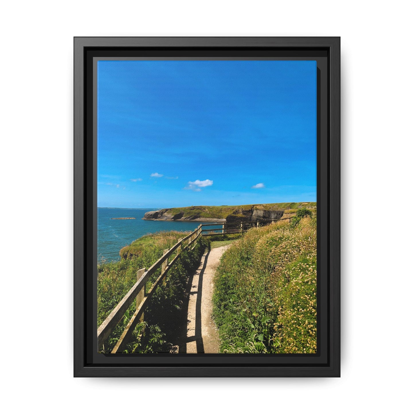 Cliff Trail Ballybunion Matte Canvas, Framed (Multi-color)