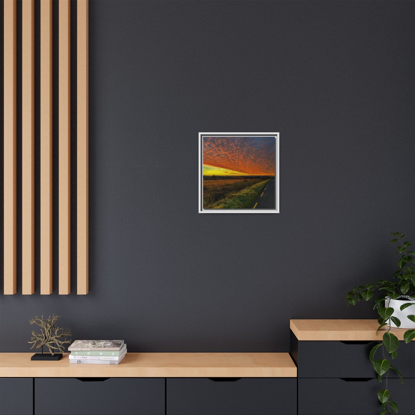 Cloudy Sunset Matte Canvas, Framed (Multi-color)