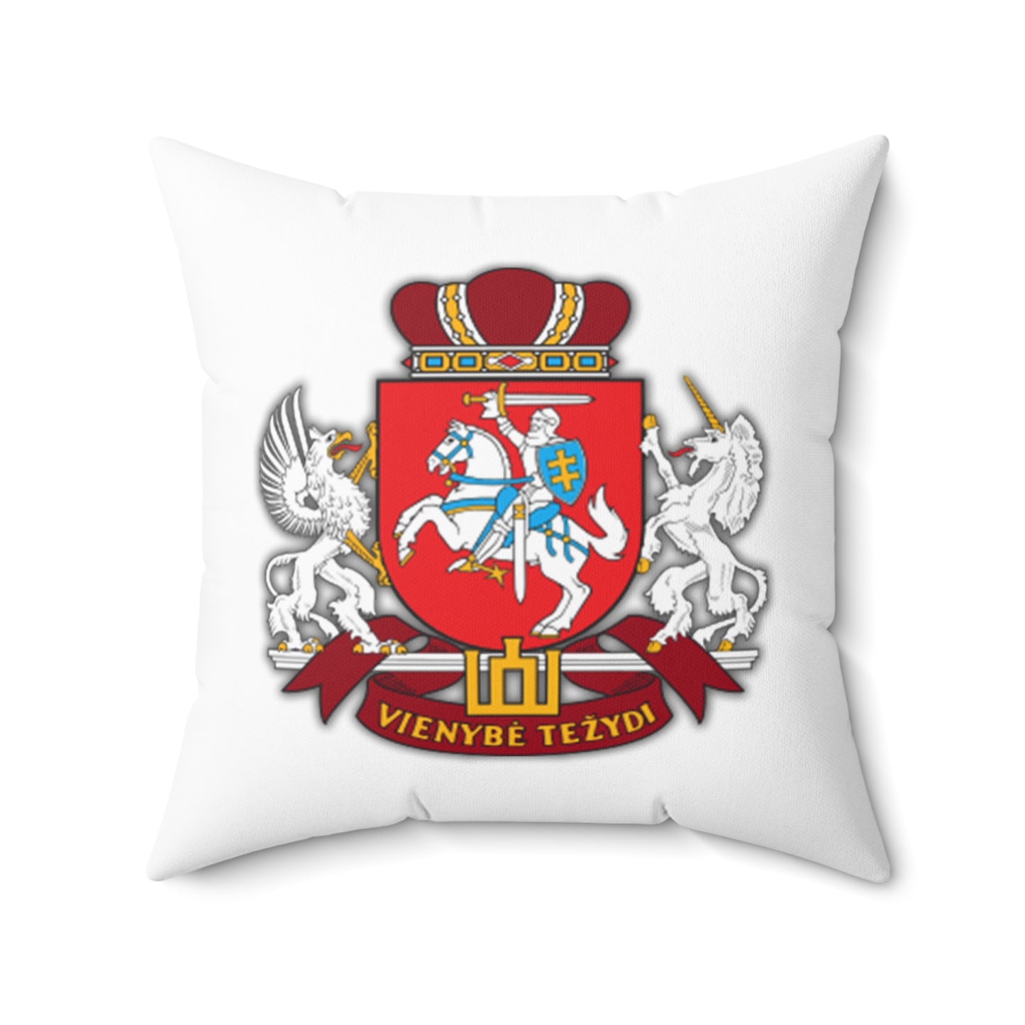 Heraldic Lithuania Square Pillow - Elegant Home Decor with VIENYBE TEZYDI Design