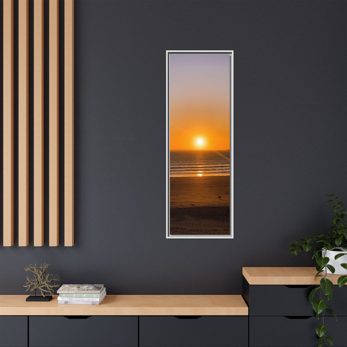 Sunset in Ocean Matte Canvas, Framed (Multi-color)