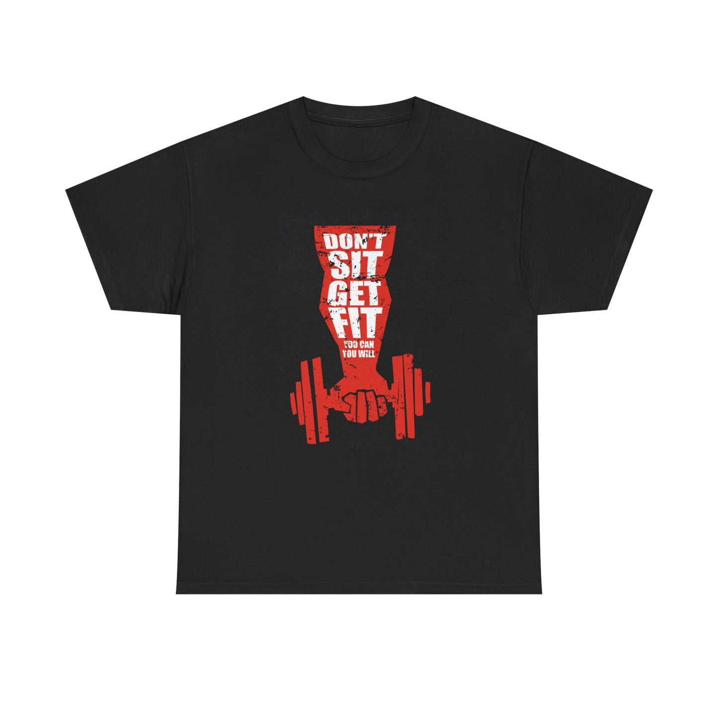 Motivational Workout Tee - "Don't Sit, Get Fit!" Fitness T-Shirt