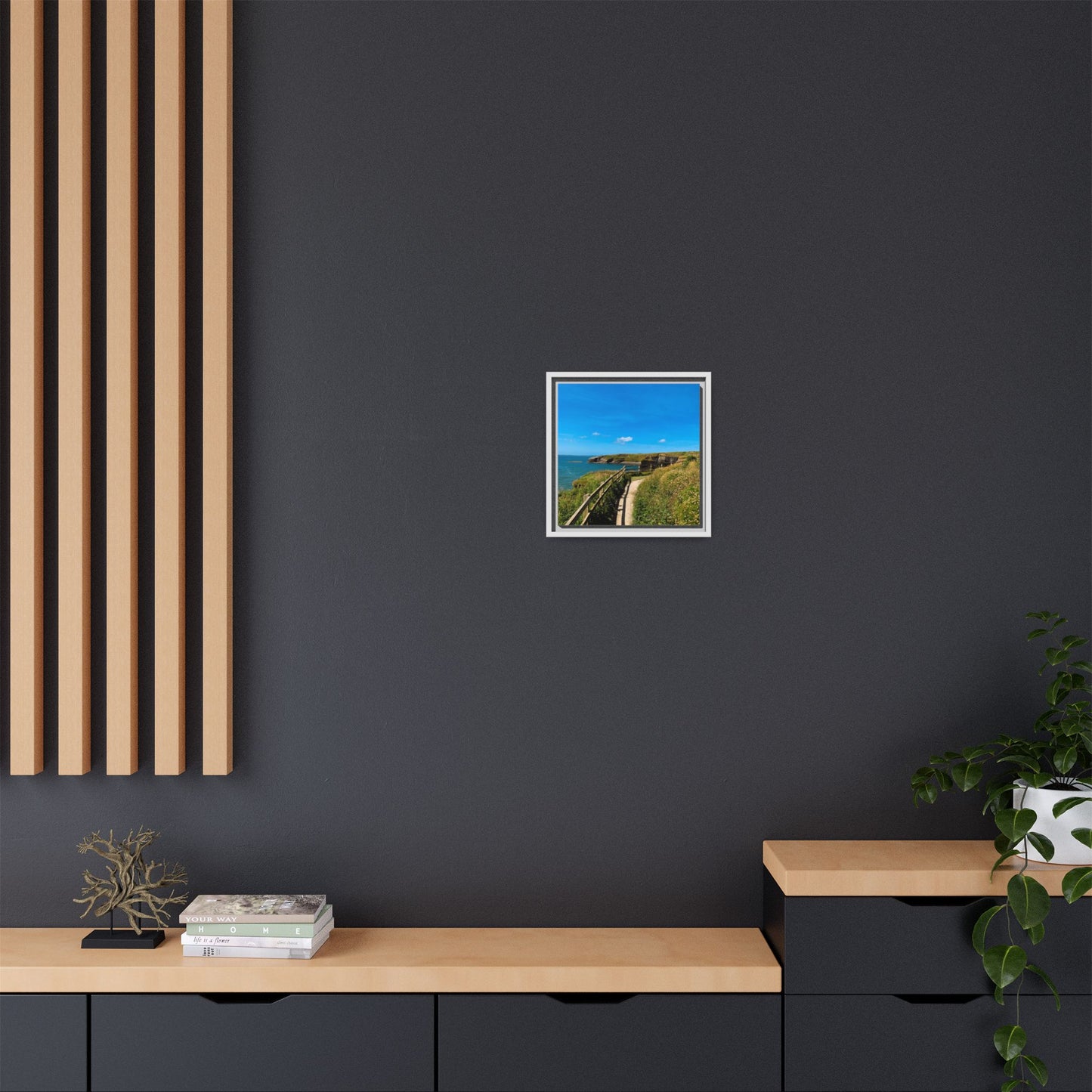 Cliff Trail Ballybunion Matte Canvas, Framed (Multi-color)