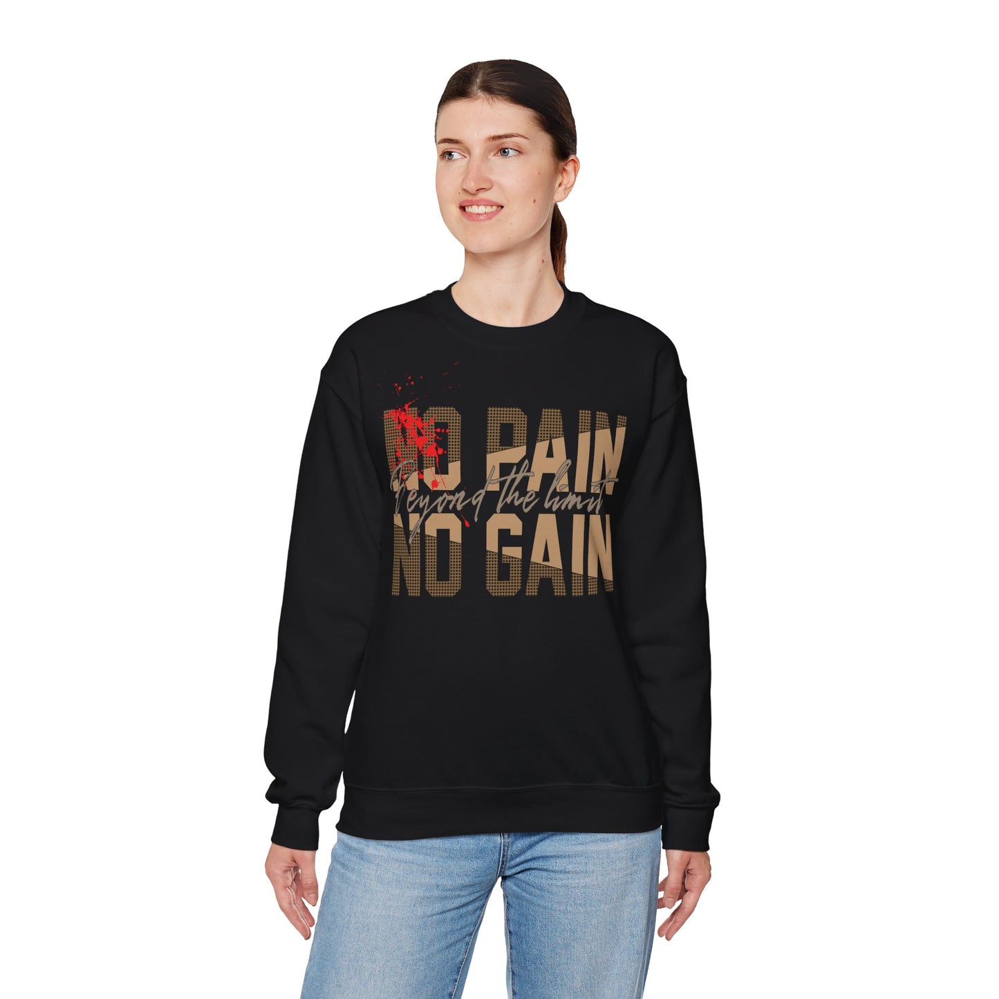 Motivational No Pain No Gain Crewneck Sweatshirt for Fitness Enthusiasts