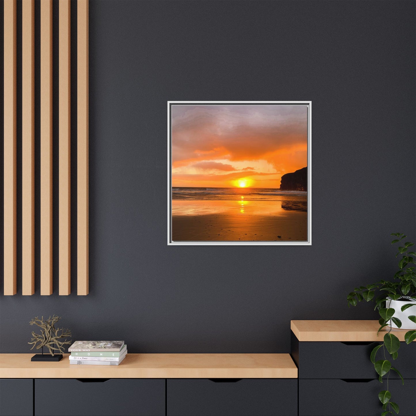 Sunset in Ballybunion Matte Canvas, Framed (Multi-color)