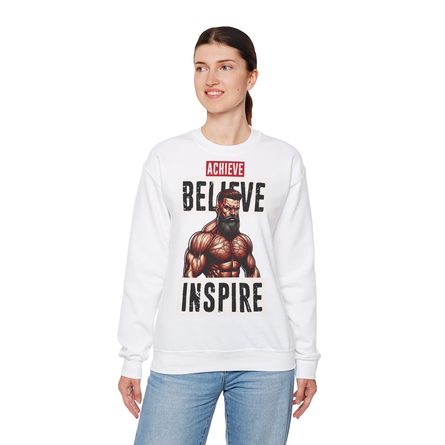 Achieve Believe Unisex Heavy Blend™ Crewneck Sweatshirt - Motivational Fitness Apparel
