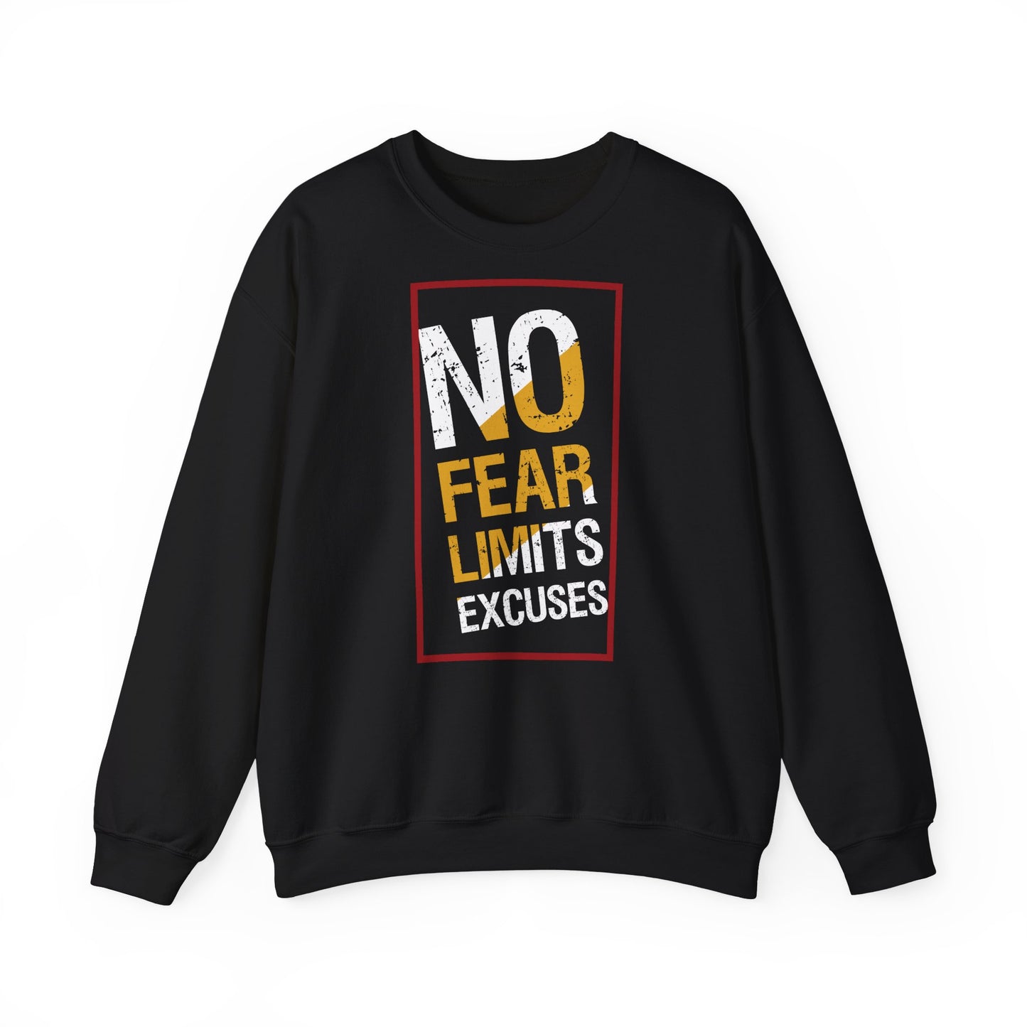 Motivational Crewneck Sweatshirt - "No Fear, No Limits, No Excuses"