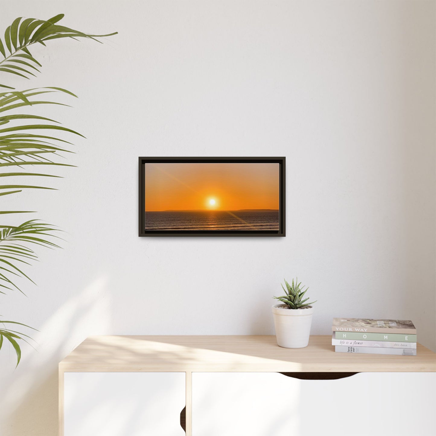Sunset in Ocean Matte Canvas, Framed (Multi-color)