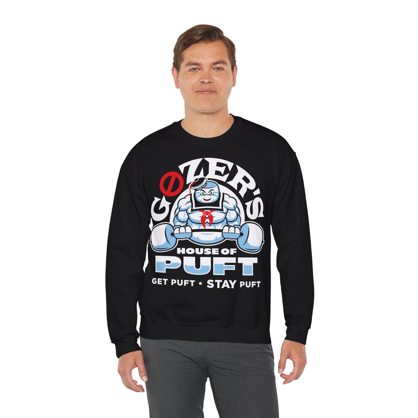 Gozer's House of Puft Unisex Crewneck Sweatshirt - Get Puft, Stay Puft - Perfect for Ghostbusters Fans! Black