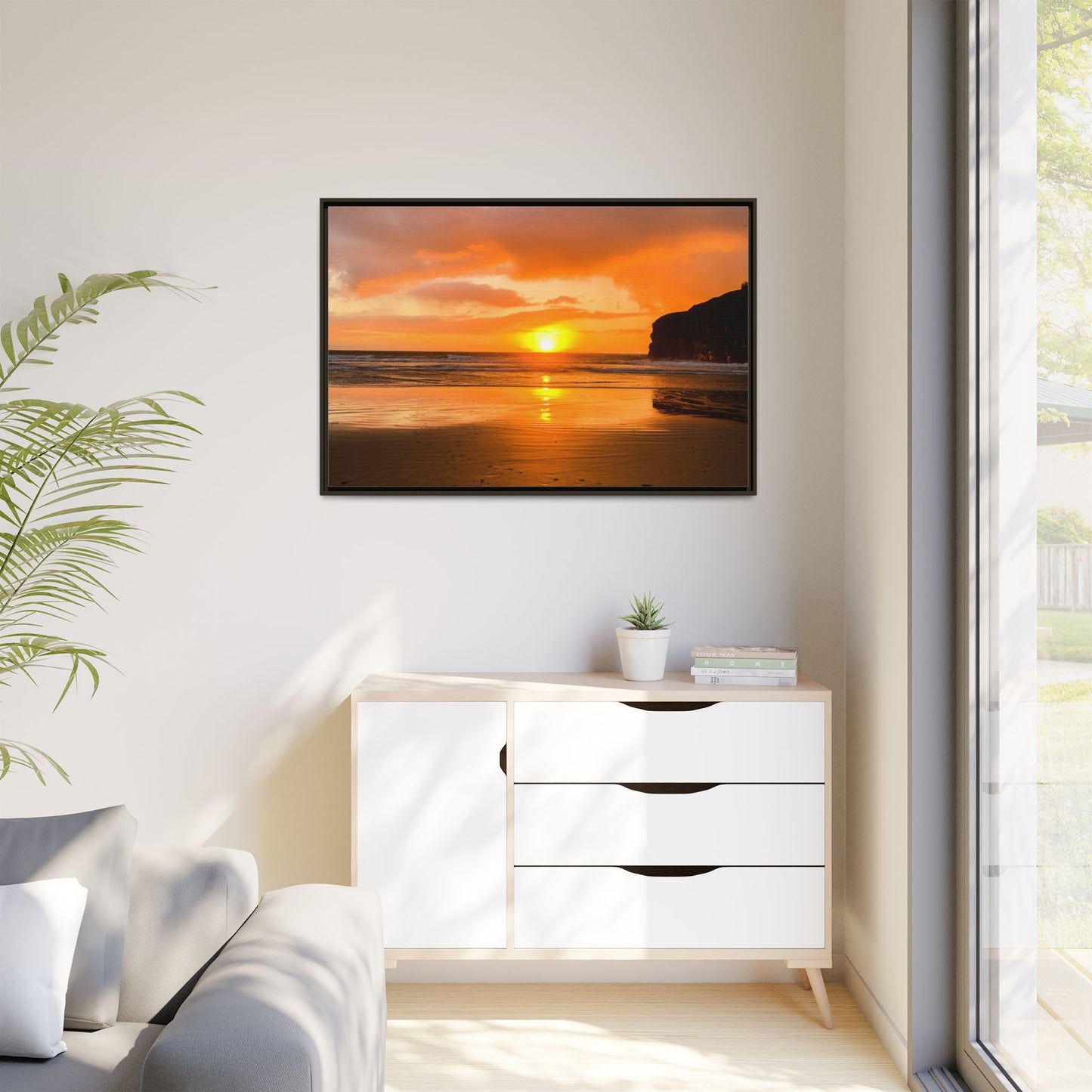 Sunset in Ballybunion Matte Canvas, Framed (Multi-color)