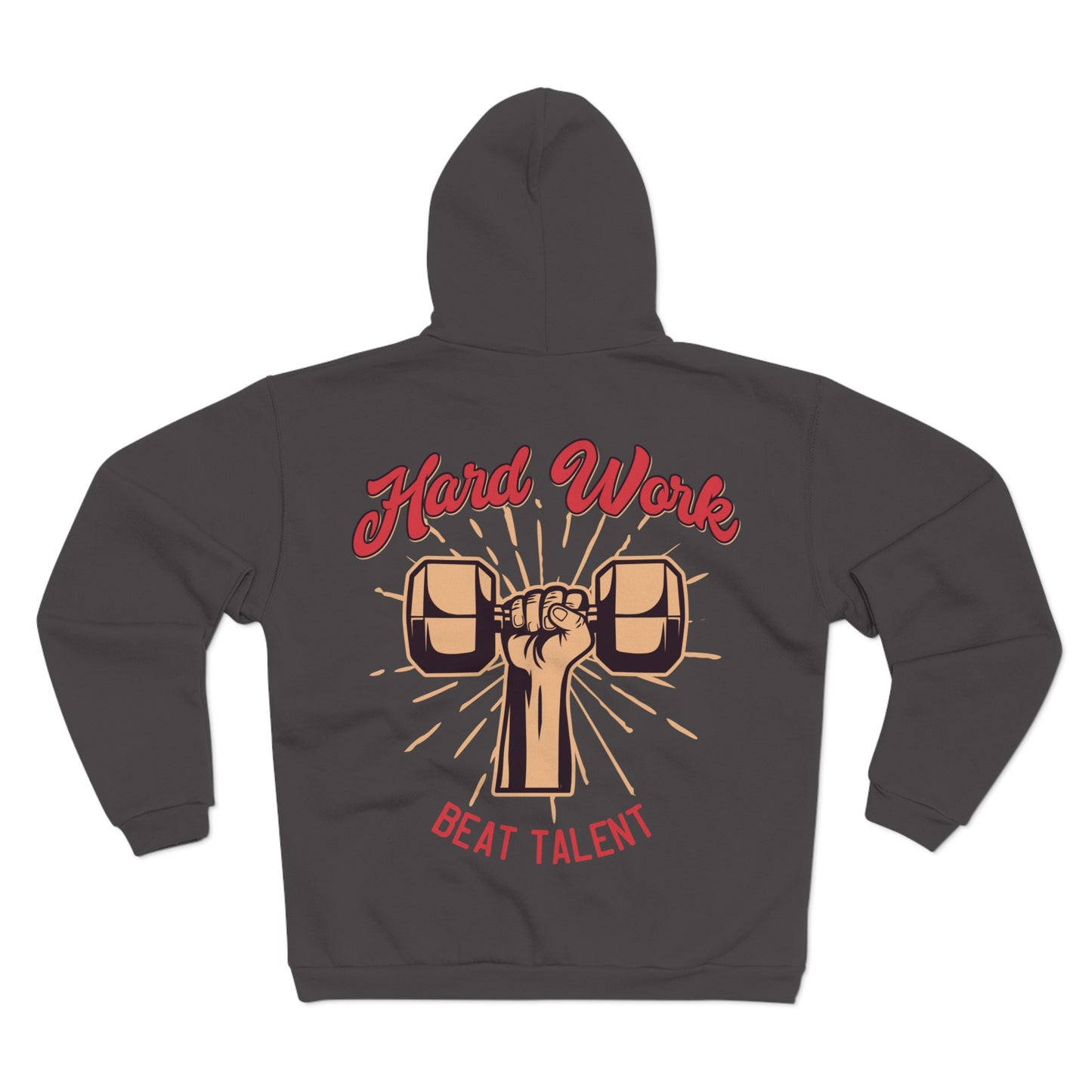 Hard Work Beat Talent Unisex Zip Hoodie - Motivational Sweatshirt for Fitness Enthusiasts