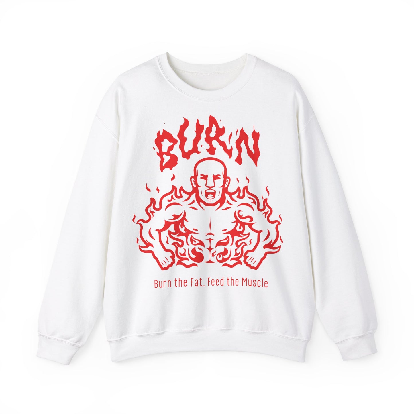 Fitness Motivation Unisex Heavy Blend™ Crewneck Sweatshirt - 'Burn the Fat, Feed the Muscle'