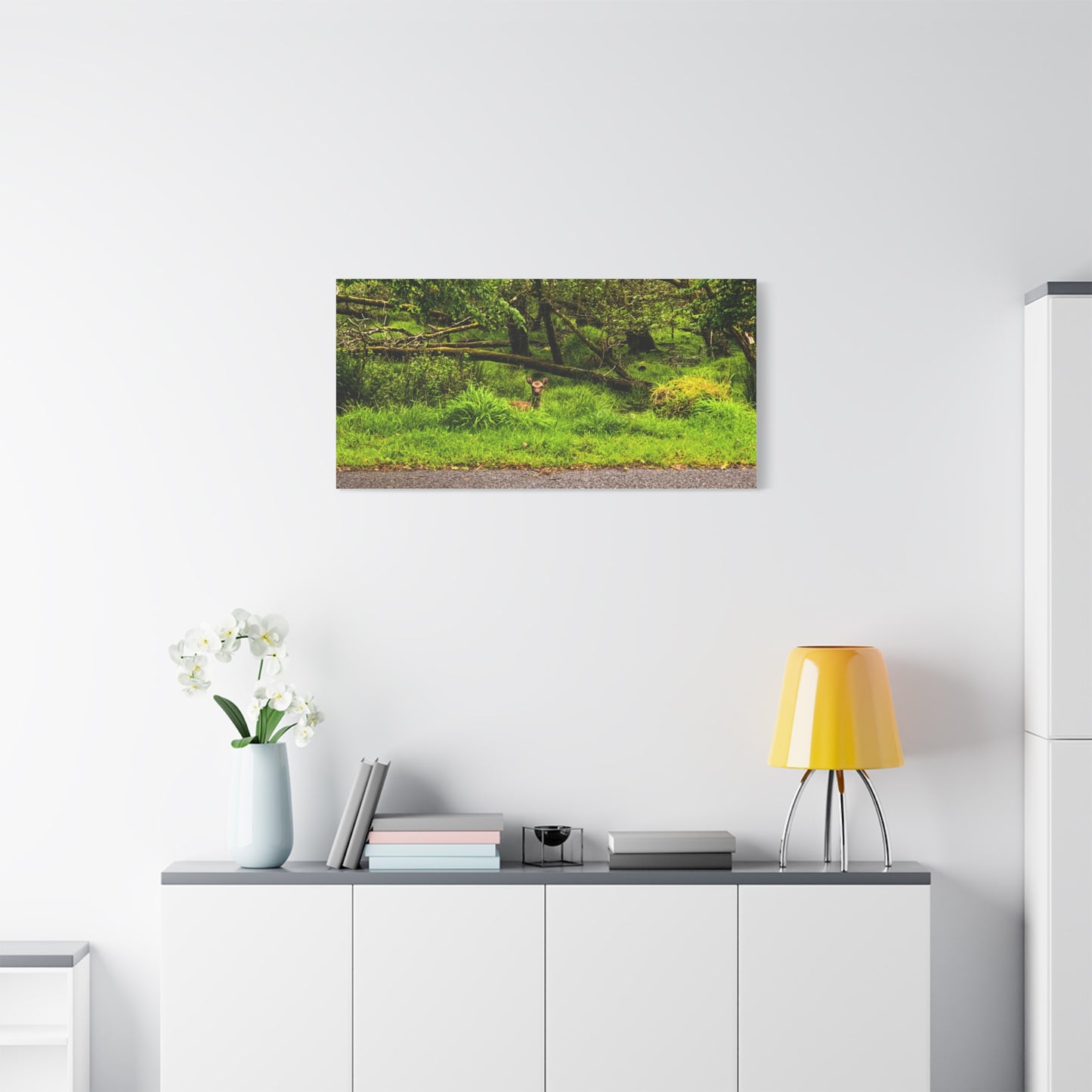 Deer in Ditch Matte Canvas, Stretched, 1.25"