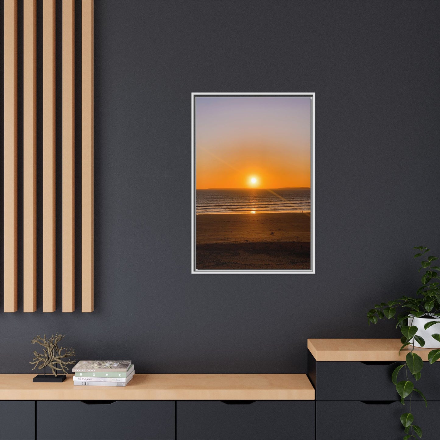Sunset in Ocean Matte Canvas, Framed (Multi-color)