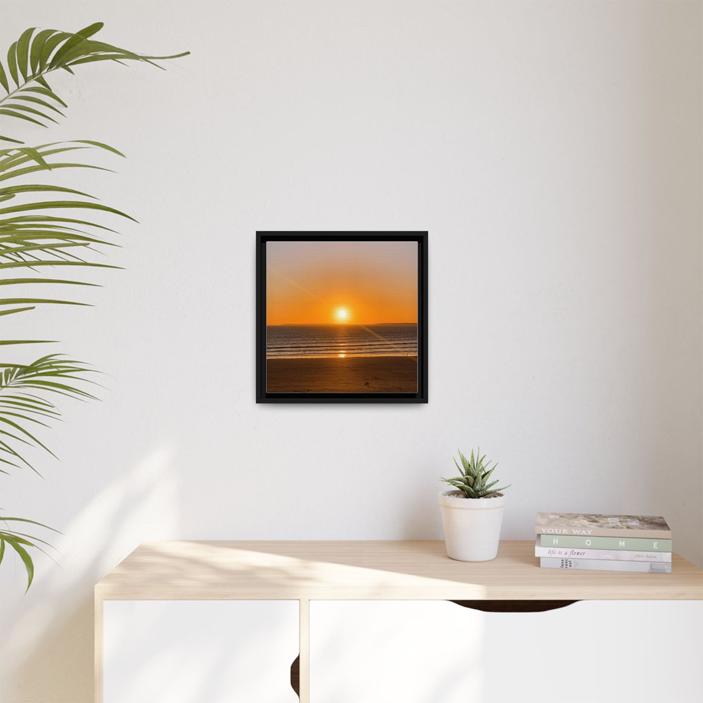 Sunset in Ocean Matte Canvas, Framed (Multi-color)