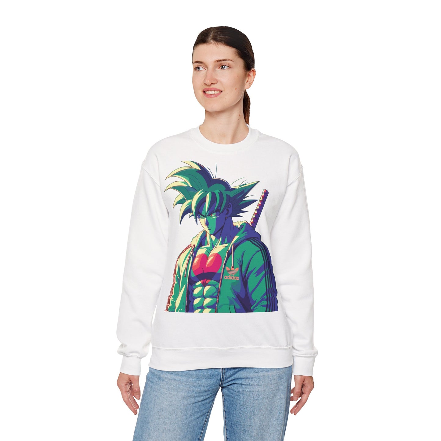 Unisex Heavy Blend™ Crewneck Sweatshirt - Retro Anime Hero Design