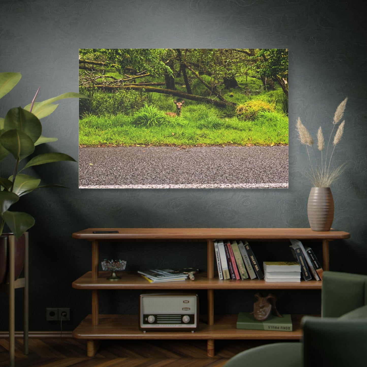 Deer in Ditch Matte Canvas, Stretched, 1.25"