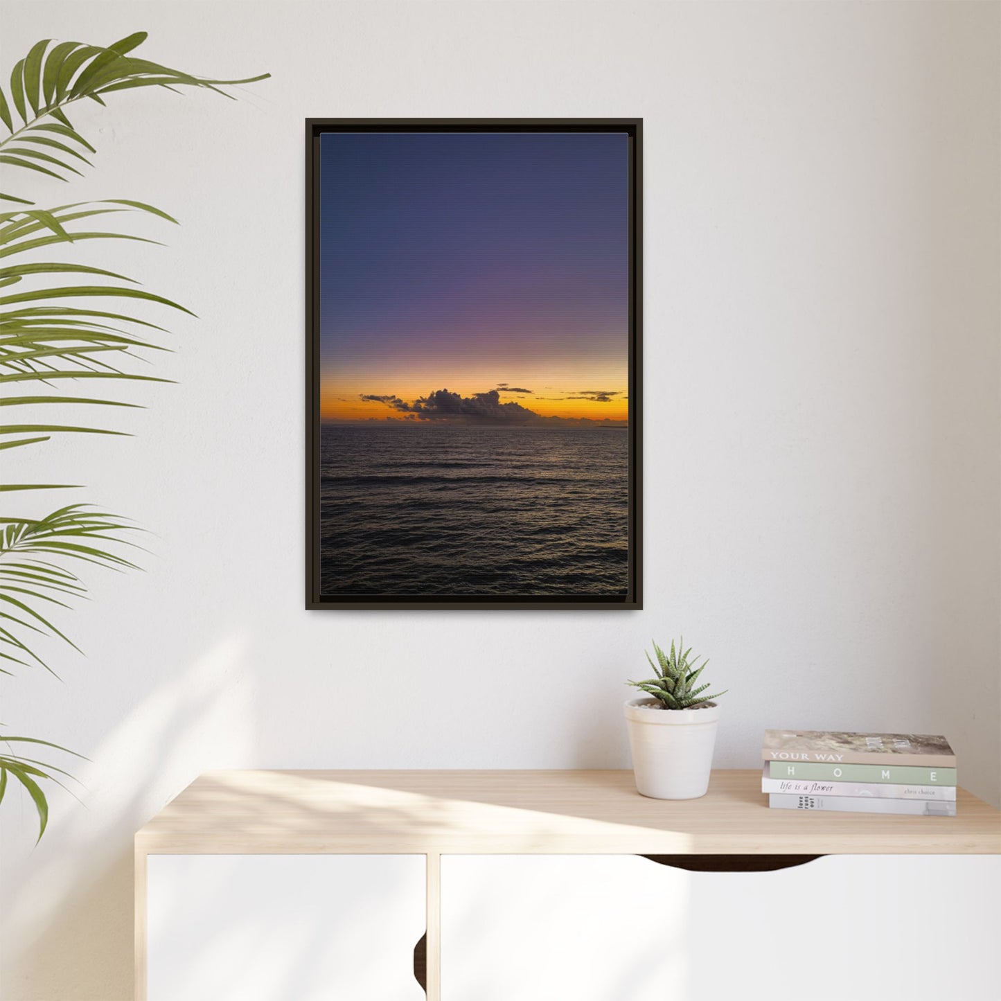 Sunset in Ocean 2 Matte Canvas, Framed (Multi-color)