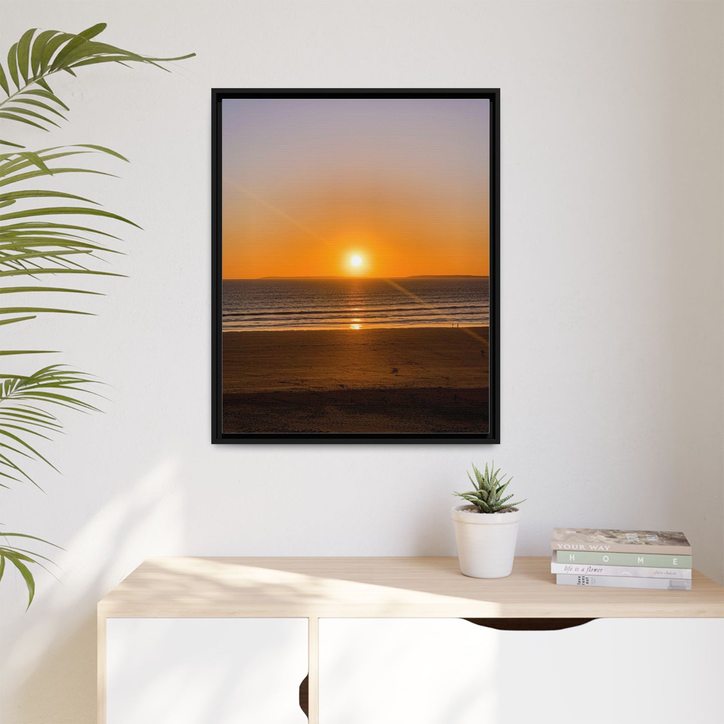 Sunset in Ocean Matte Canvas, Framed (Multi-color)