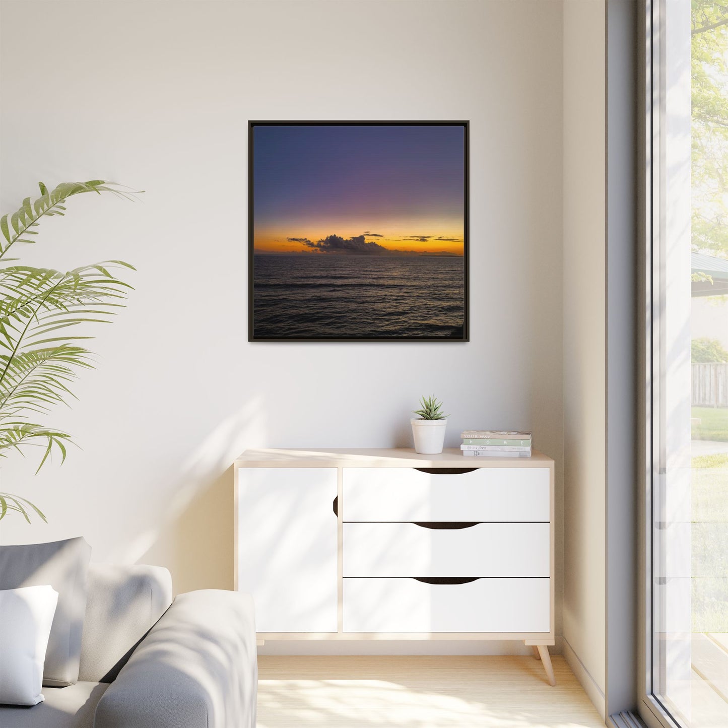 Sunset in Ocean 2 Matte Canvas, Framed (Multi-color)